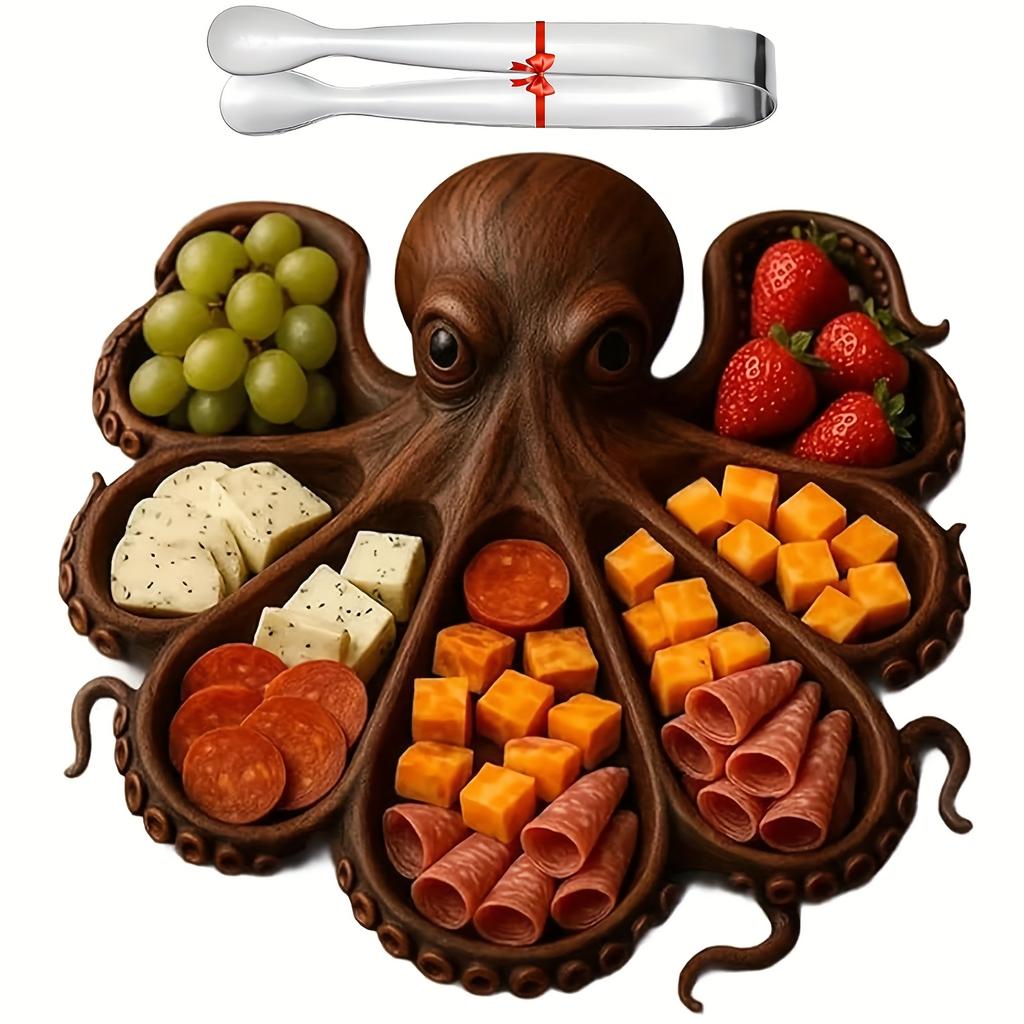 1pc Octopus Charcuterie Platter, Octopus Monster Design Wooden Serving Tray, Ocean Theme Party Appetizer Board, for Cheese Meat and Fruit