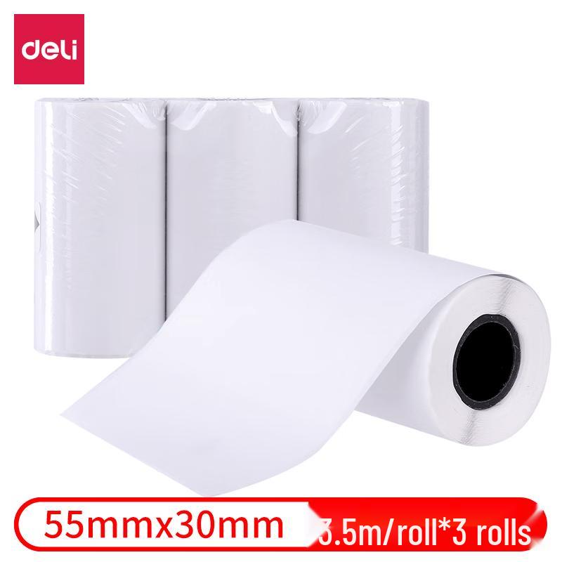 Deli XH03 55x30mm Thermal Adhesive Label Paper (3 Rolls)