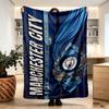Koc z nadrukiem Manchester City FC - Miękki i wygodny, do sypialni, na podróż, na sofę, dekoracja domu - Prezent urodzinowy, świąteczny dla przyjaciela
