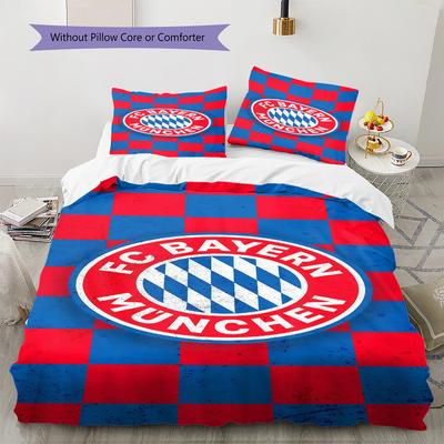 FCB logo Wzór Pościel Zestaw Kołdra Poszewka na Kołdrę Poszewka na Poduszkę Dekoracja Domu Prezent Urodzinowy (1 * poszwa na kołdrę + 2 * poszewki na poduszki, bez rdzenia)