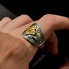 Retro Double Dorje Crossed Vajra Adjustable Open Ring For Men Silver-plated Copper Gothic Jewelry Tibetan Buddhist Accessories