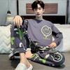 Pajamas Spring and Autumn Men's New Long Sleeve Outable Home Clothes Simple and Casual Large Set