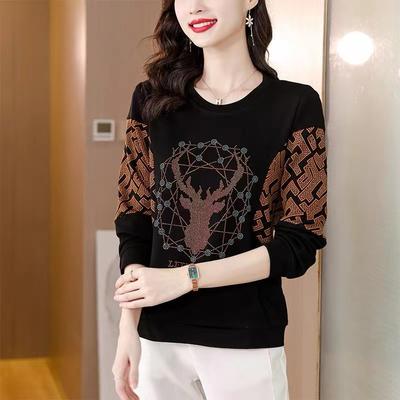 High-end Printing 2025 New Long-sleeved Women's Bottoming Shirt Thin Casual Belly Cover Top Women