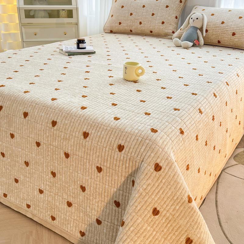 Thickened Milk Velvet Bed Cover for Autumn and Winter, Warm Cotton Bed Sheet with Velvet Mattress, Tatami Bedding