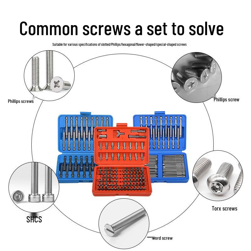 Cross-Border Electric Screwdriver Bit Set: Slotted, Phillips, Hex Interchangeable Heads, Chrome Vanadium Steel.