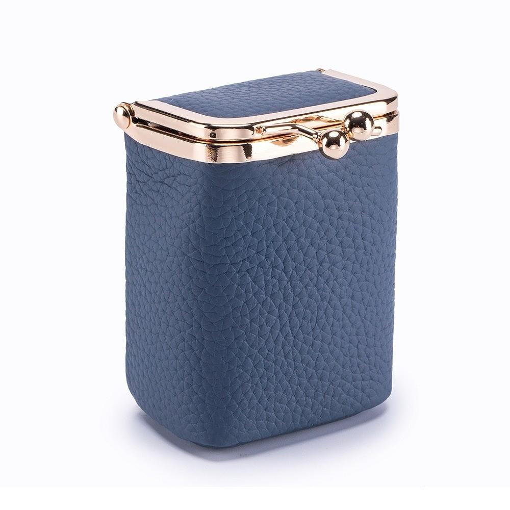 

Mini Money Bag Portable Kiss Lock Coin Purse with Mirror Exquisite Leather Jewelry Bag Simple Solid Color Small Item Bag Ring