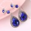 Party Women Shiny Rhinestone Inlaid Waterdrop Long Dangle Stud Earrings