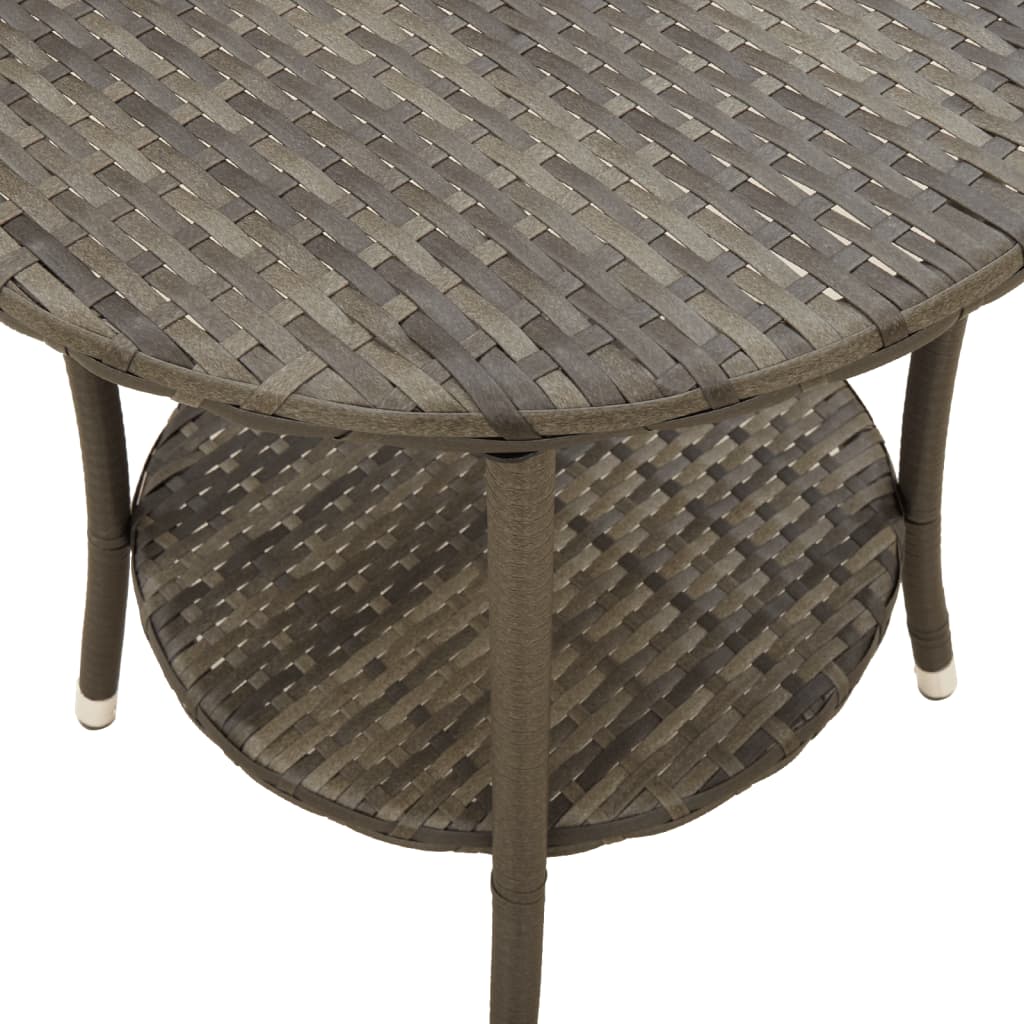 Outdoor Lounge Chairs Set of 2 with Table Grey Poly Rattan