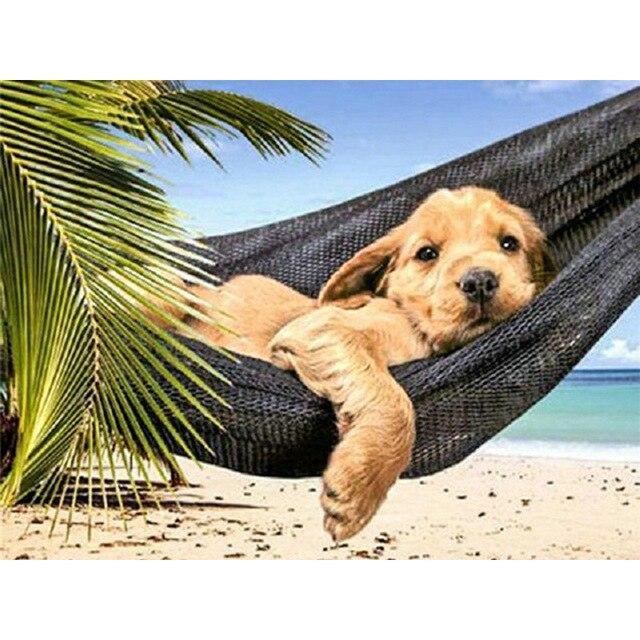 5D DIY Diamant Stickerei Hund Kreuzstich Kit Voll Platz/Runde Diamant Malerei Tier Mosaik Strass Bilder Hause decor