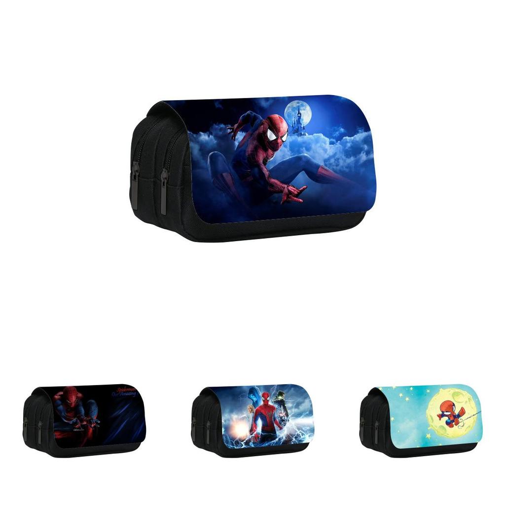 Spider Man Marvel Characters Print Student Double Layer Stationery Storage Bag For Students And Office Use