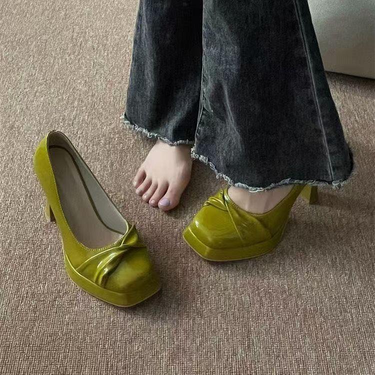 French waterproof table temperament single shoes women's spring and summer 2025 new fashion versatile shallow mouth Mary Jane high heels