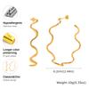 Open Hoop Earrings Women, Minimalist 18K Gold Plated Large Earrings Wave Shape Big Hoops,Stainless Steel Jewelry