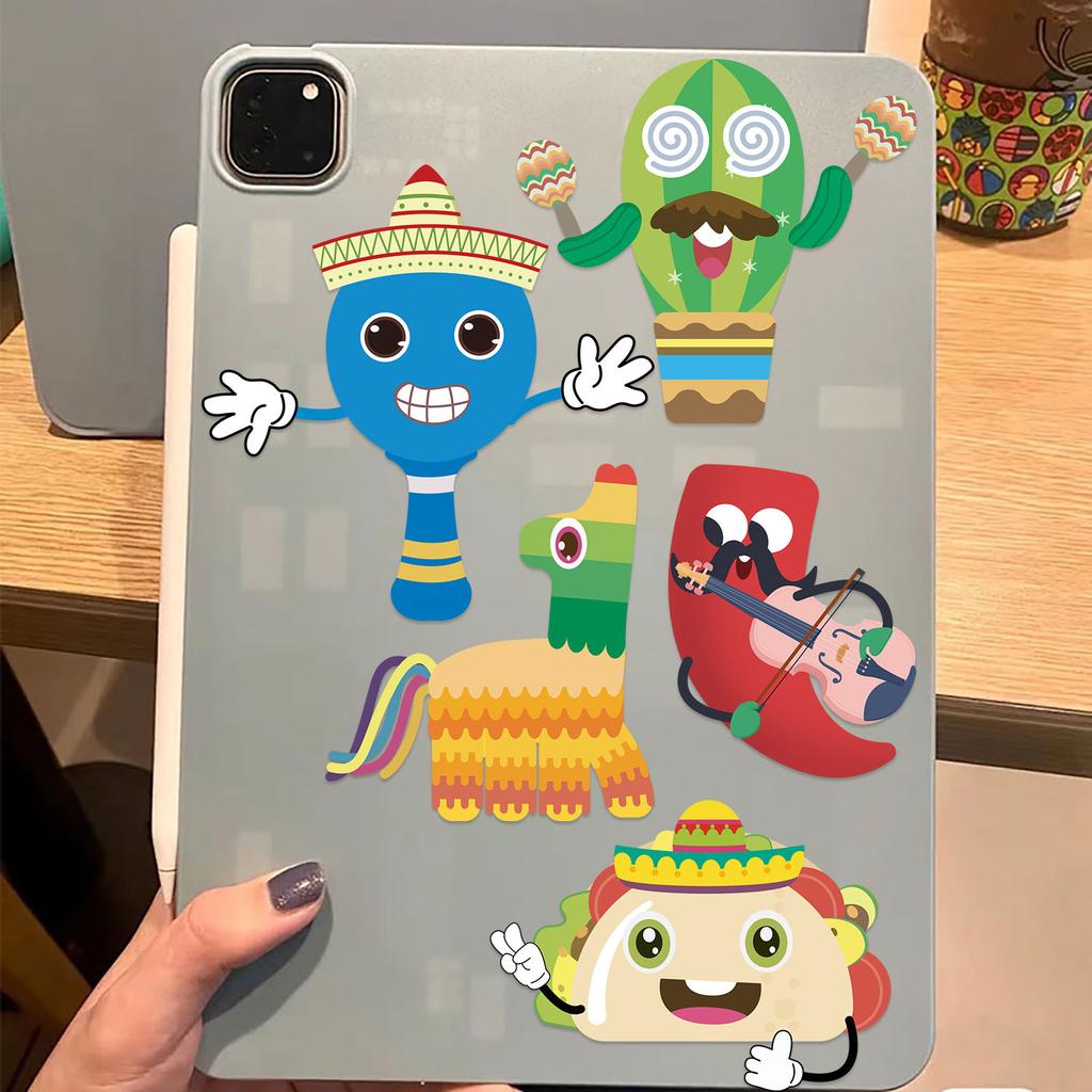 8 Cartoon Mexican Carnival Collage Stickers Handicraft Waterproof Decorative Stickers DIY