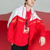 Li Ning Sports Fashion Series Color Block Hooded Sweatshirt Men Outerwear Red White AWDQ099-2