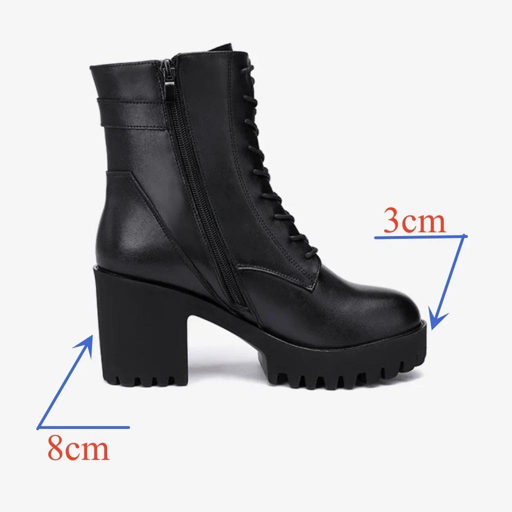 8cm Piccola Taglia 32-43 Stivali di Vera Pelle di Qualità Scarpe con Plateau da Donna con Pelliccia 2026 Invernali Tacco Alto Chunky Stivaletti da Neve alla Caviglia