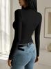 [Christmas] Women's Fashionable and Elegant Half Turtleneck Top Merry Christmas Hat Printed Slim Bottoming Shirt