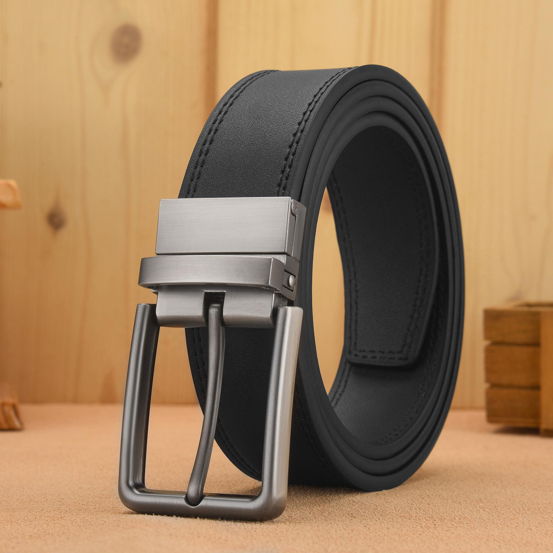 

Мужской классический ремень из коровьей кожи с вращающейся двусторонней пряжкой 115 cm