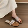 Soft-bottomed Mesh Roman Slippers Women's 2025 Summer New One-word Belt Casual with Skirt Open-toed Cool Slippers Women