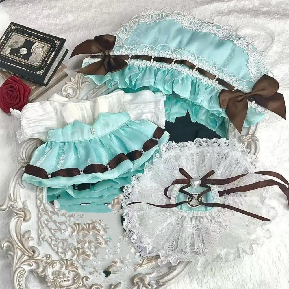 Kleding voor een pluche pop van 20 cm: schattige herfstrok, katoenen verkleedkleding voor poppen van 20 cm, geen specifieke poppenkleding.