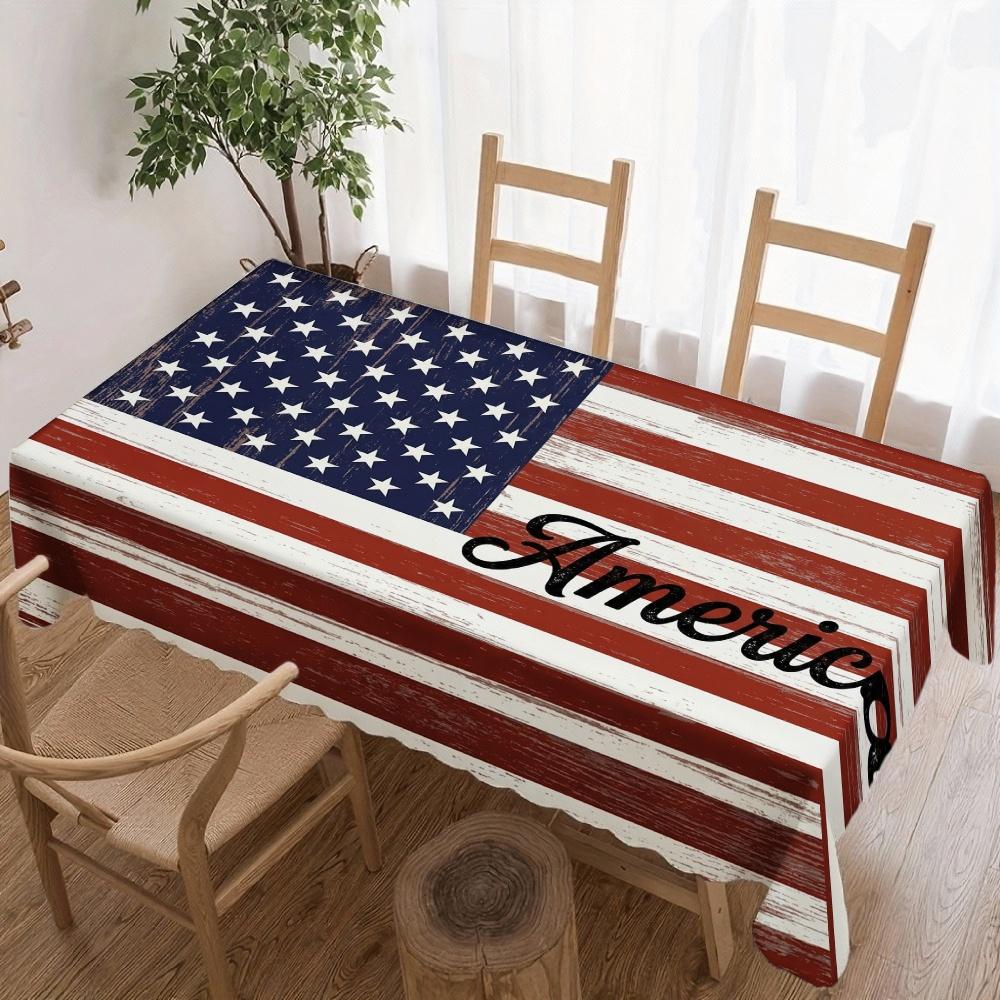 American Flag Rectangle Tablecloth for Table Decor Holiday Party Waterproof Reusable Table Cloth for Table Kitchen Dining Patio