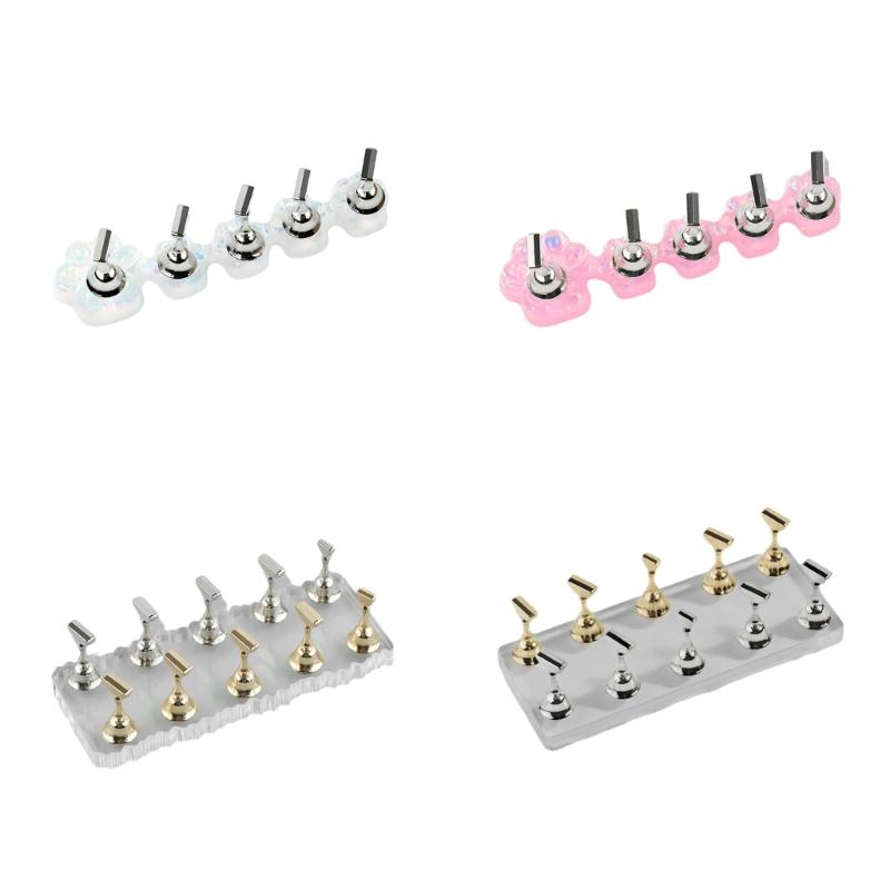 Durable Acrylic Nail Art Practice Stand Magnetic Fingernail Display Holder for False Nails