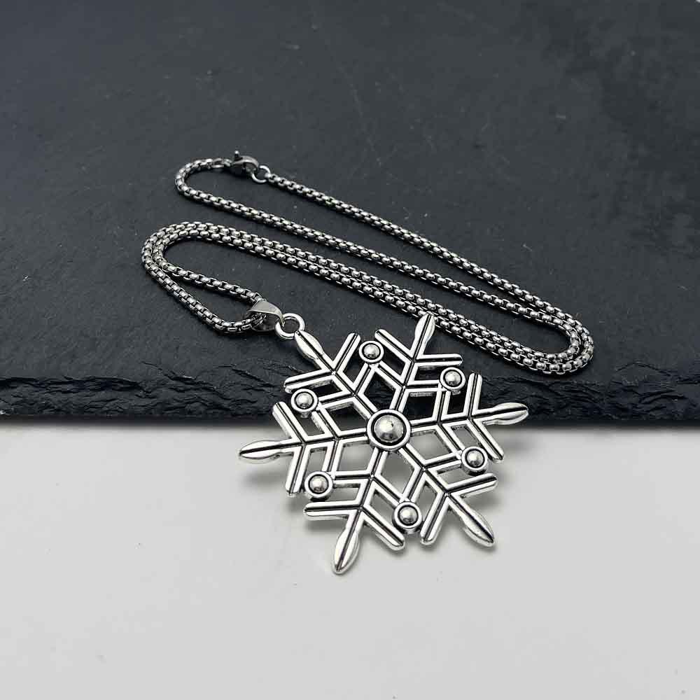 Men's Punk Hip-Hop Retro Large Snowflake Pendant Necklace