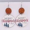 Retro Wooden Christmas Earrings: Geometric Patchwork with Snowman, Tree, and Snow Designs