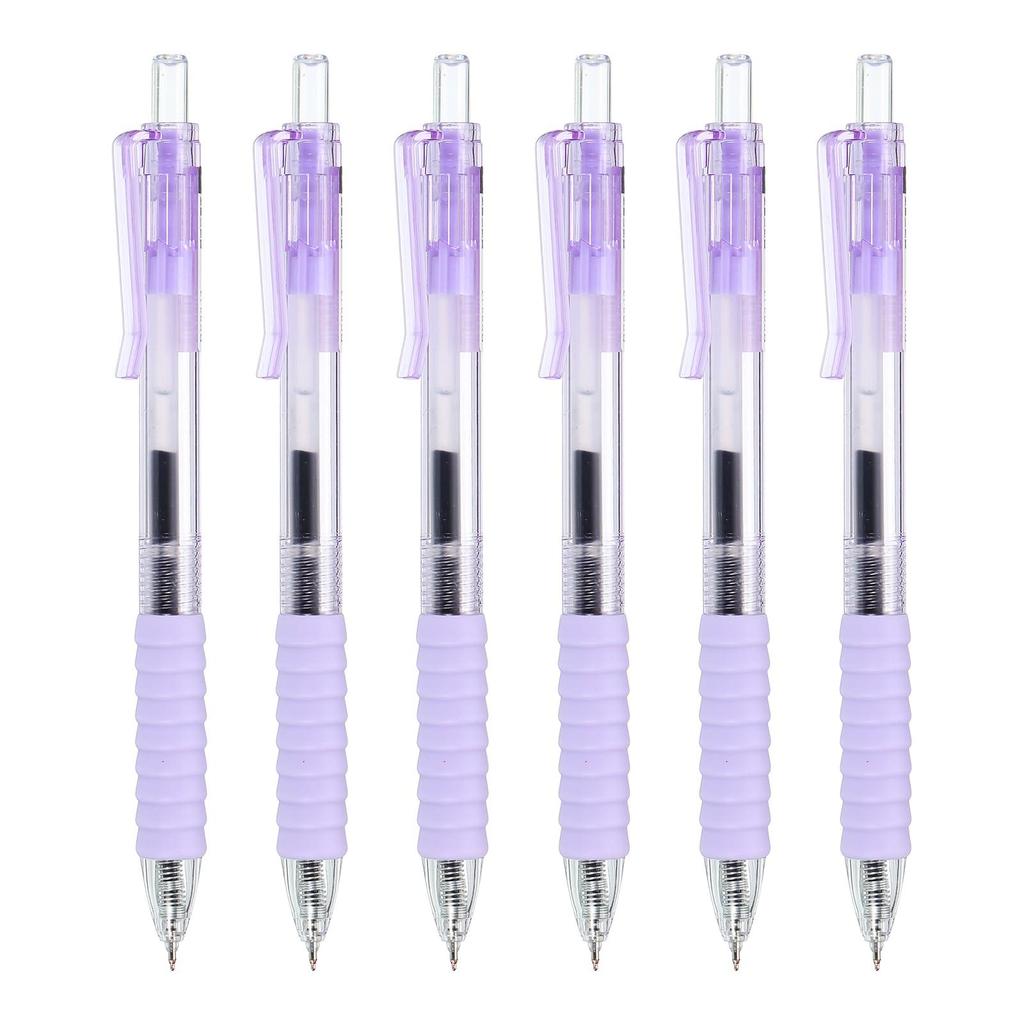PATIKIL Set of 6 Retractable Ballpoint Pens 0.5mm Black Ink Fine Point Smooth Writing Soft Ballpoint Pen Journaling Note Taking Purple