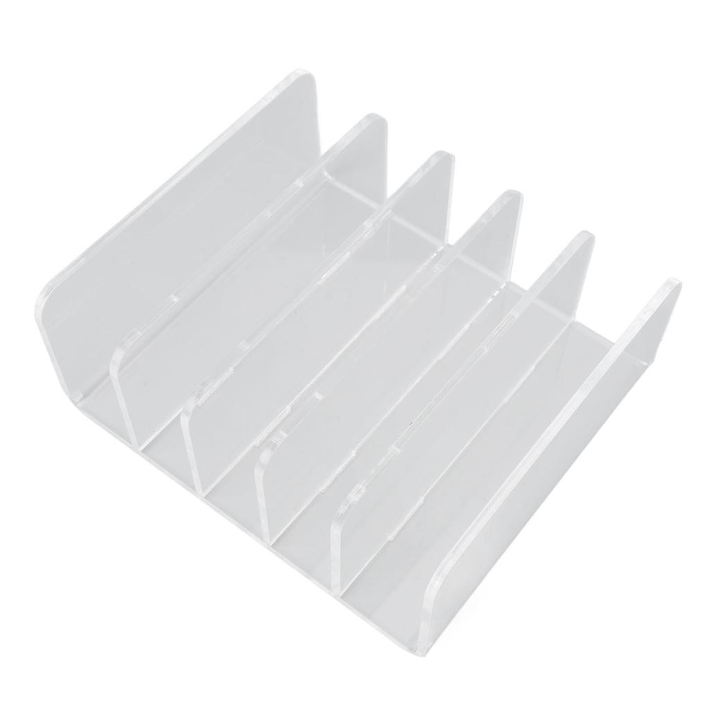 Desktop File Organizer Clear Acrylic 5 Compartments Office Document Sorter Multifunction Letter