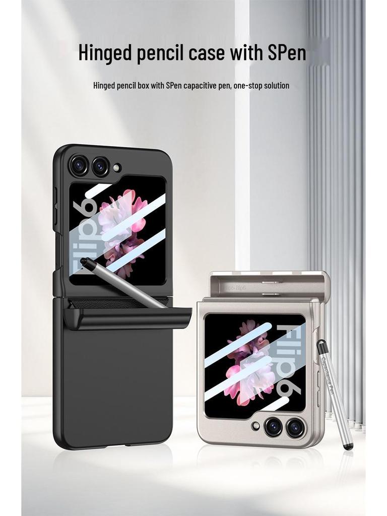Samsung Z Flip6 Magnetic Pen Case: Stylish Holder with Foldable Screen Protection and Durable Hard Shell