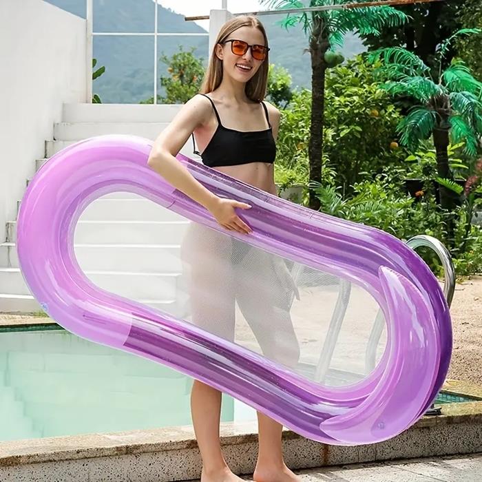 Inflatable Mattress for Swimming, Deckchair, Armchair with Backrest for Water, Mesh, 160x70 Cm, Purple