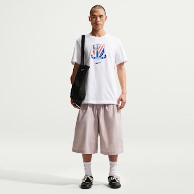 Nike T Shirts Men's White/Sports Royal Blue Crew Neck Moderate
