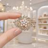 Solid Metal Brooch Flower Branch Brooch, Retro Leaf Design Lapel Pin with Faux Sturdy Jewelry Pearls, Electroplating Anti-Oxidation Badge for