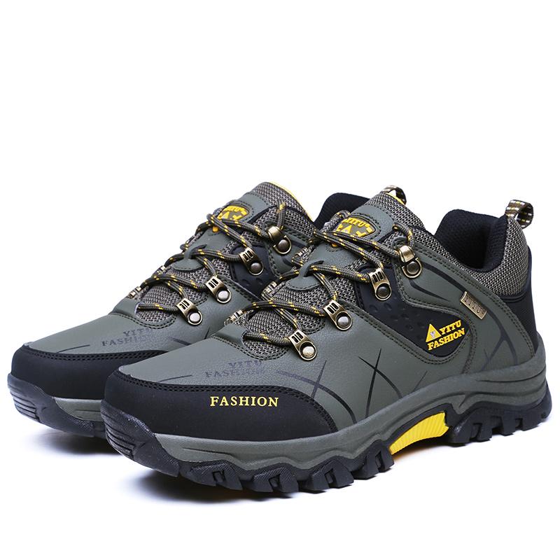 High Quality Leather Hiking Shoes Durable Outdoor Sport Men Trekking Leather Shoes Lace-Up Climbing Hunting Sneakers