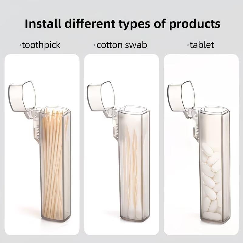 6pcs Portable Transparent Plastic Toothpick Holder - Compact & Durable Design for Travel, Kitchen, and Restaurant Use