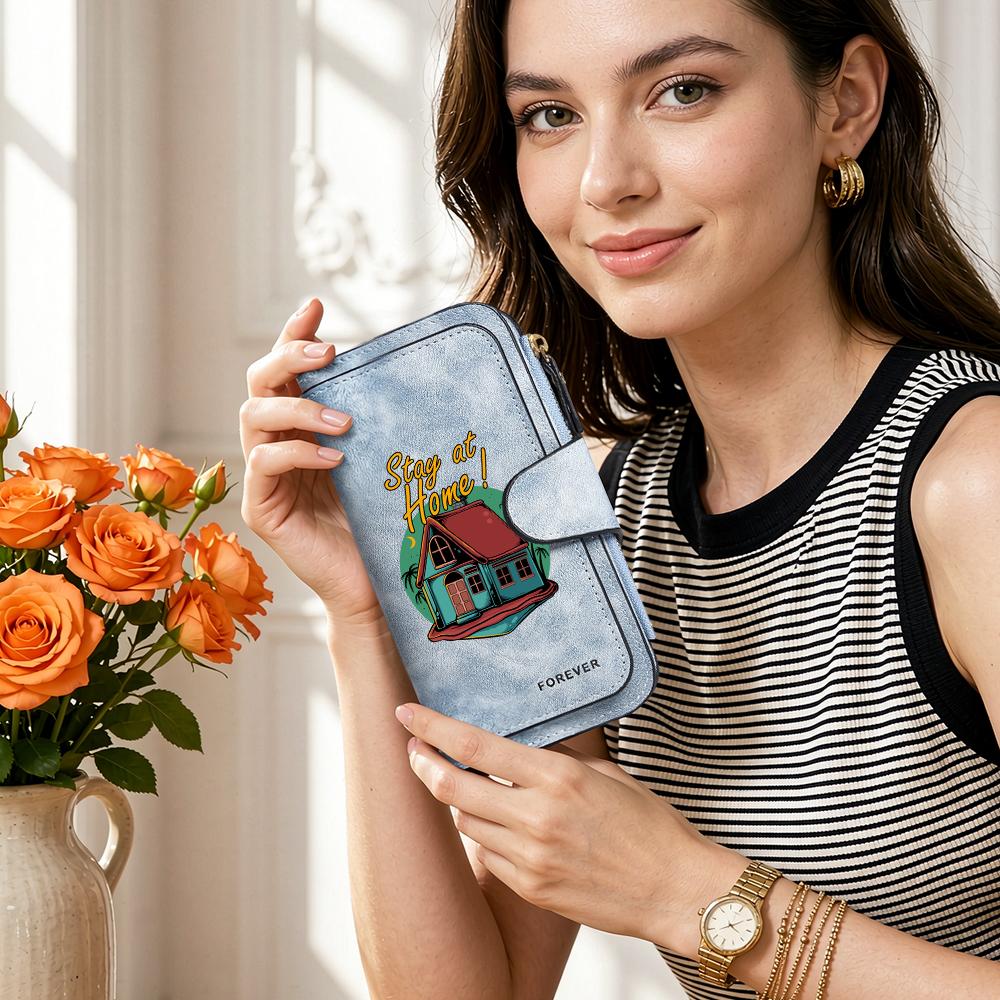 Cute Print Women's Long Wallet Fashion Portable Card Holder Daily Leisure Coin Purse