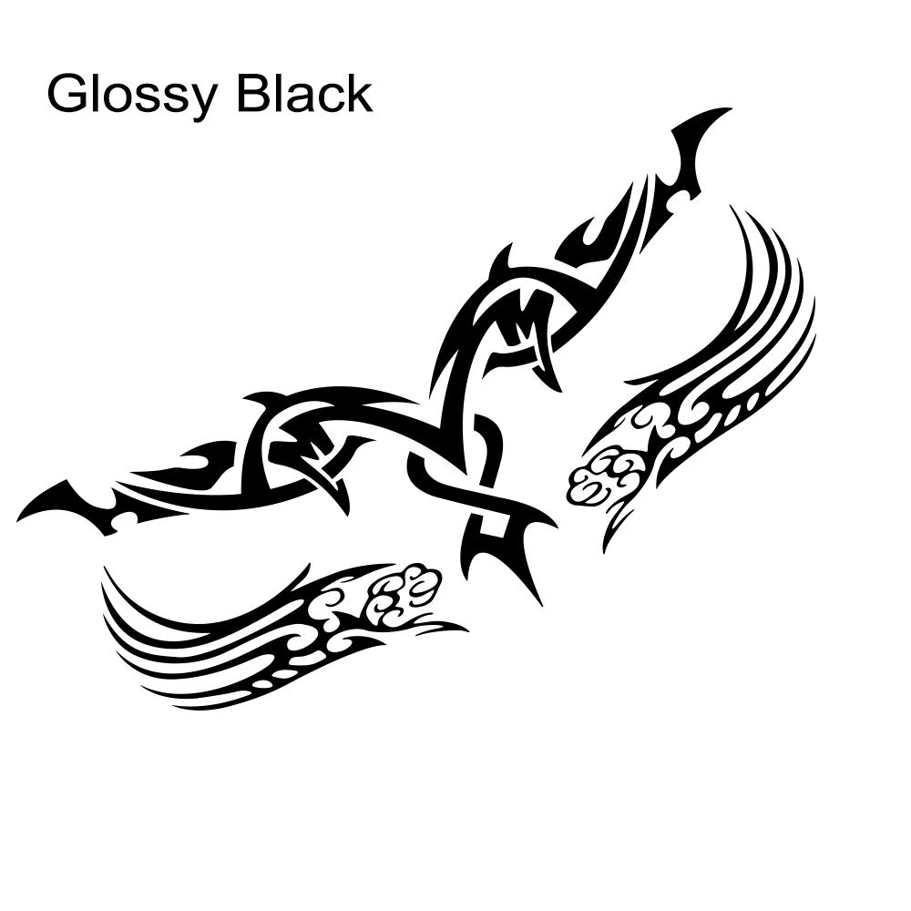 3pcs Fire Totem Car Stickers Self-Adhesive Front Cover Car Sports Car Engine Cover Stripe Stickers Auto Decoration Accessories