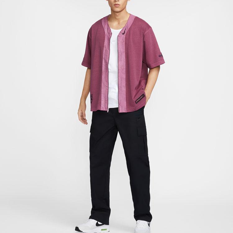 Nike Sportswear Essentials England Team Color Block Design Loose Comfortable Short Sleeve T-Shirt Men Tops Purple Red FZ6202-653