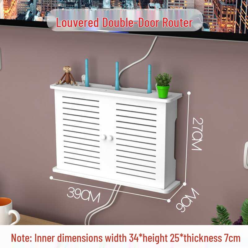 Wall-Mounted No-Drill WiFi Router and TV Set-Top Box Shelf for Living Room/Bedroom