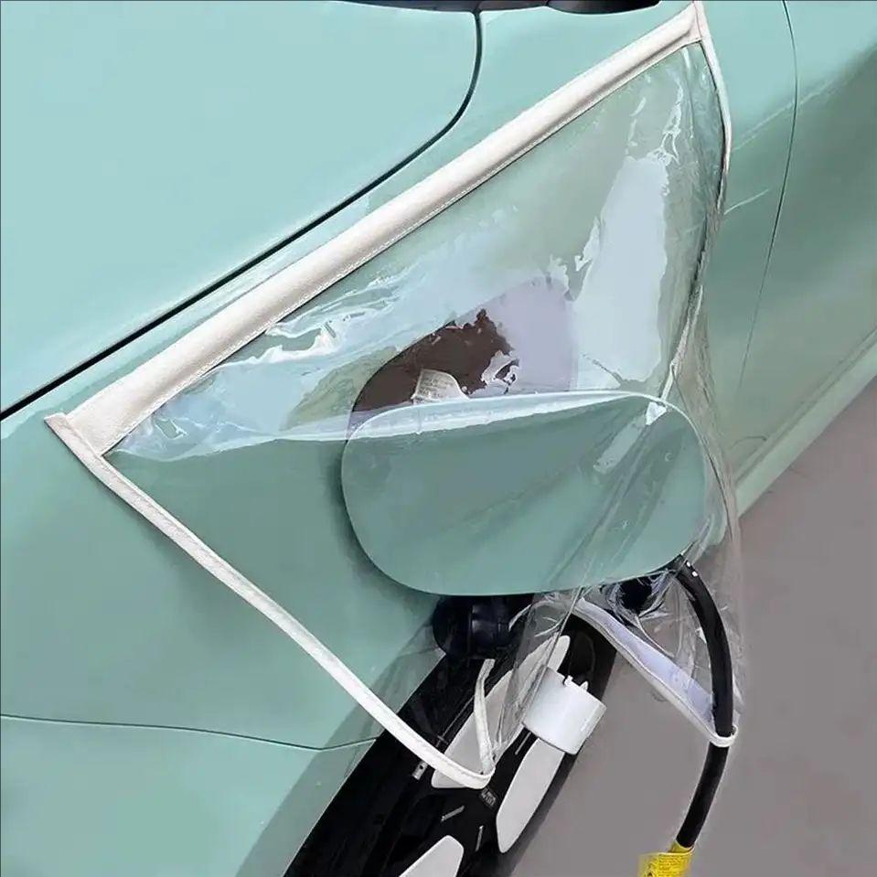 Car Charging Port Rain Cover, EV Charger Plug Cover Magnet Transparent Cover For Electric Vehicle Waterproof Outdoor Charging