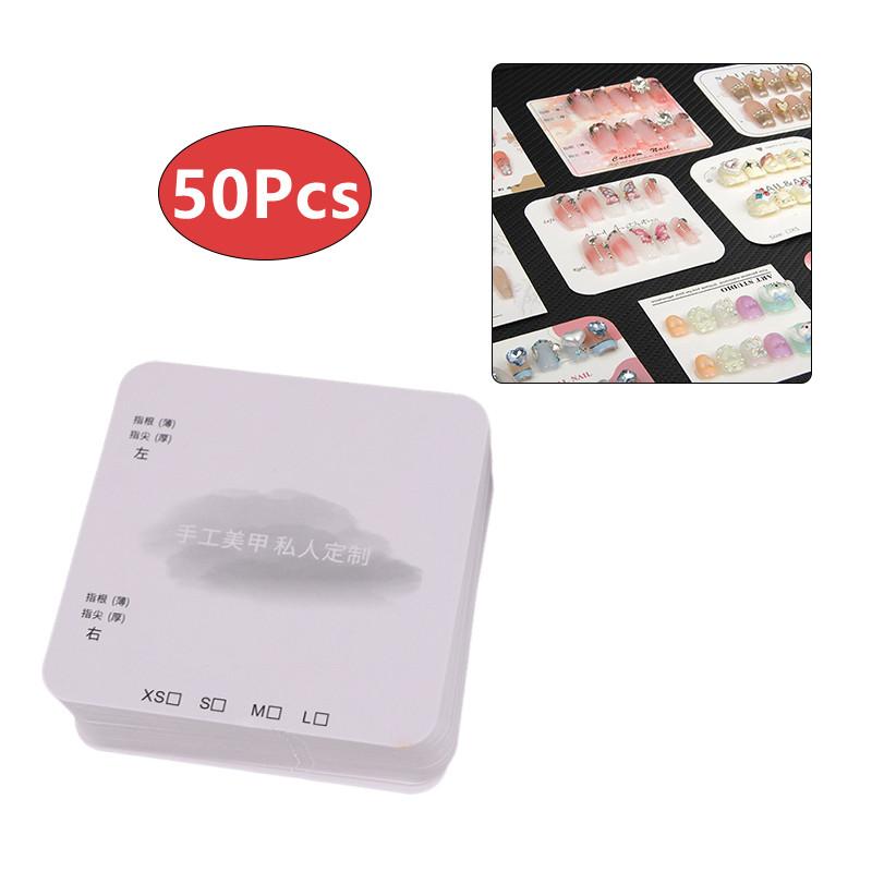 50Pcs Press-On Nail Packaging Display Swatch Card Simple Style False Nail Design Manicure Sample Display Salon
