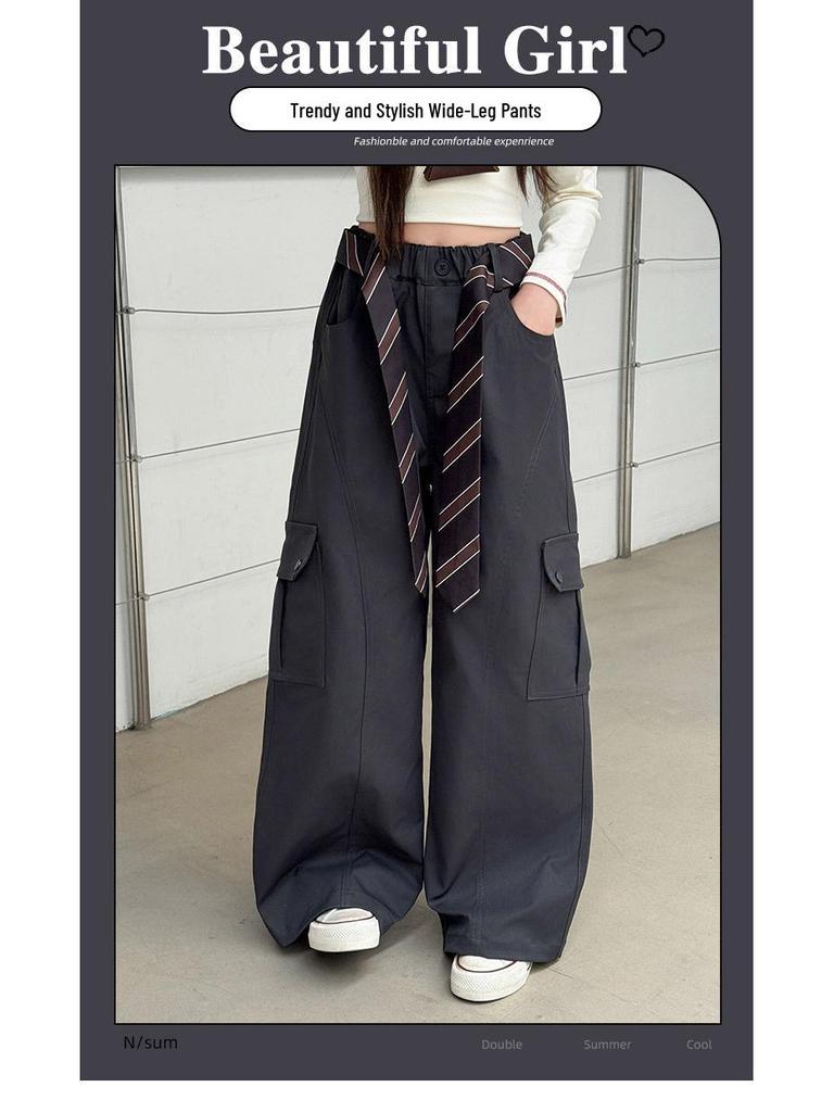 2025 Locker geschnittene Cargohosen für Mädchen: Vielseitige, trendige gerade Hose für Frühling & Herbst