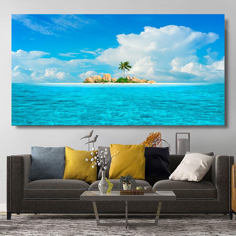 Natural Modern Seascape Wall Pictures Landscape Beach Sea Ocean Canvas Painting Wall Art Posters for Living Room Decor Cuadros