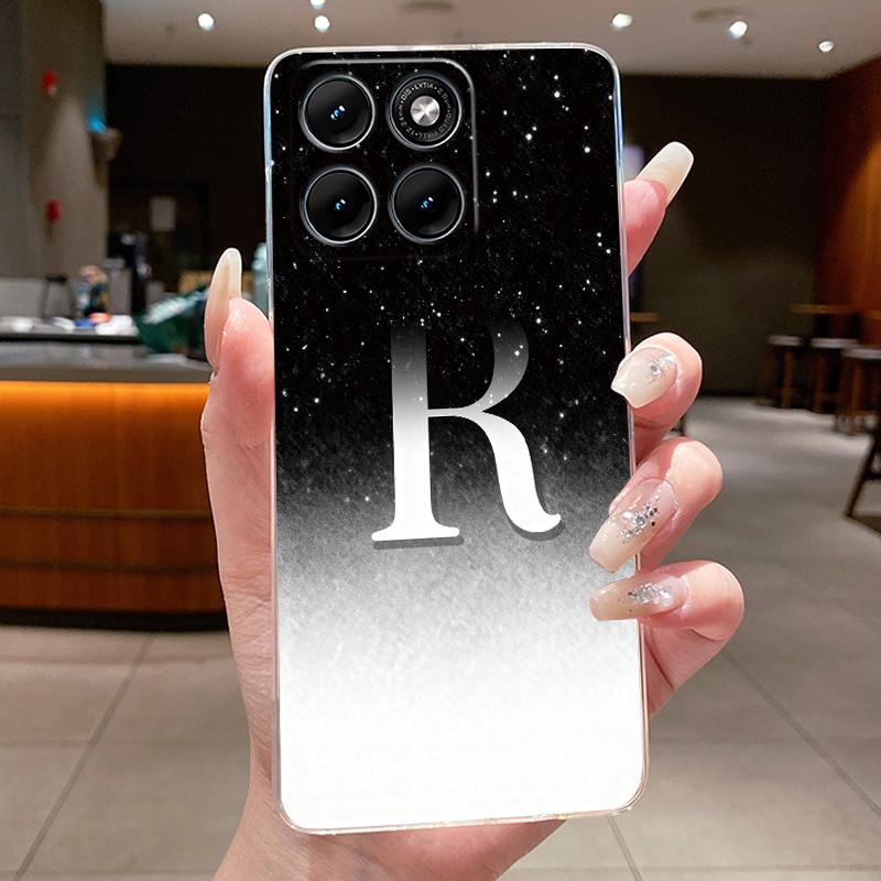 Anti-scratch Phone Case For Motorola Edge 70 Fusion Jelly Clear TPU Soft Casing Fashionable Lucky Letter Flower Couple Shell
