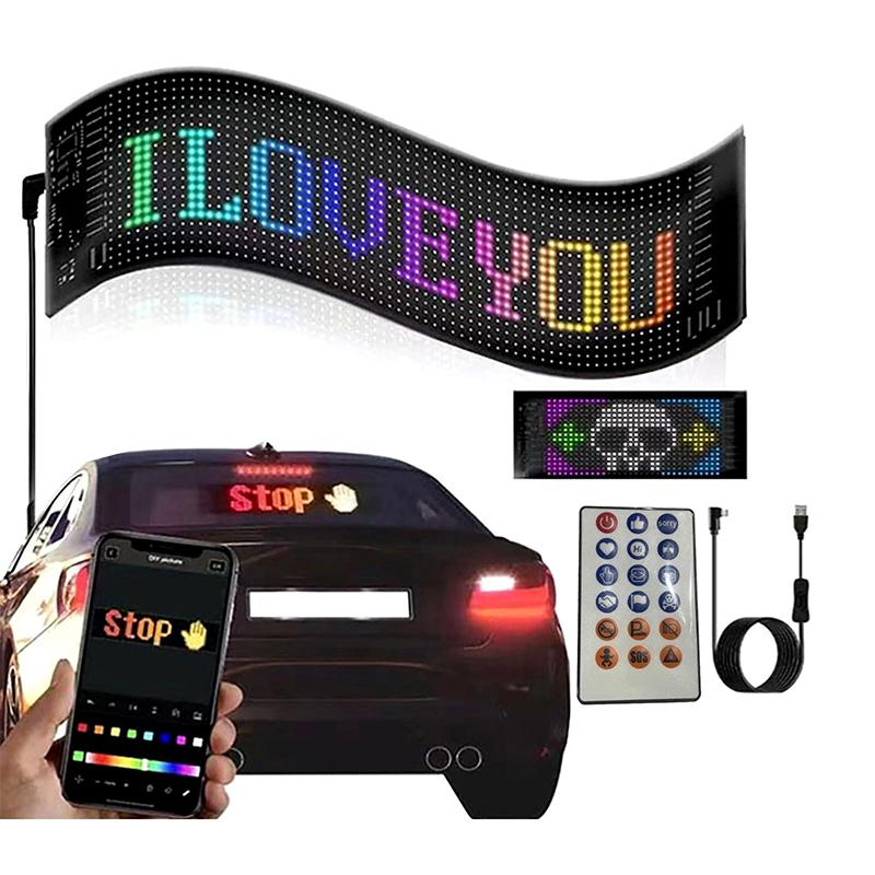 1Pc Flexible LED Pixel Display Screen, Matrix Panel, USB, Graffiti Pattern, Message Display, Bluetooth App, Car, Shop, Sign, 5V
