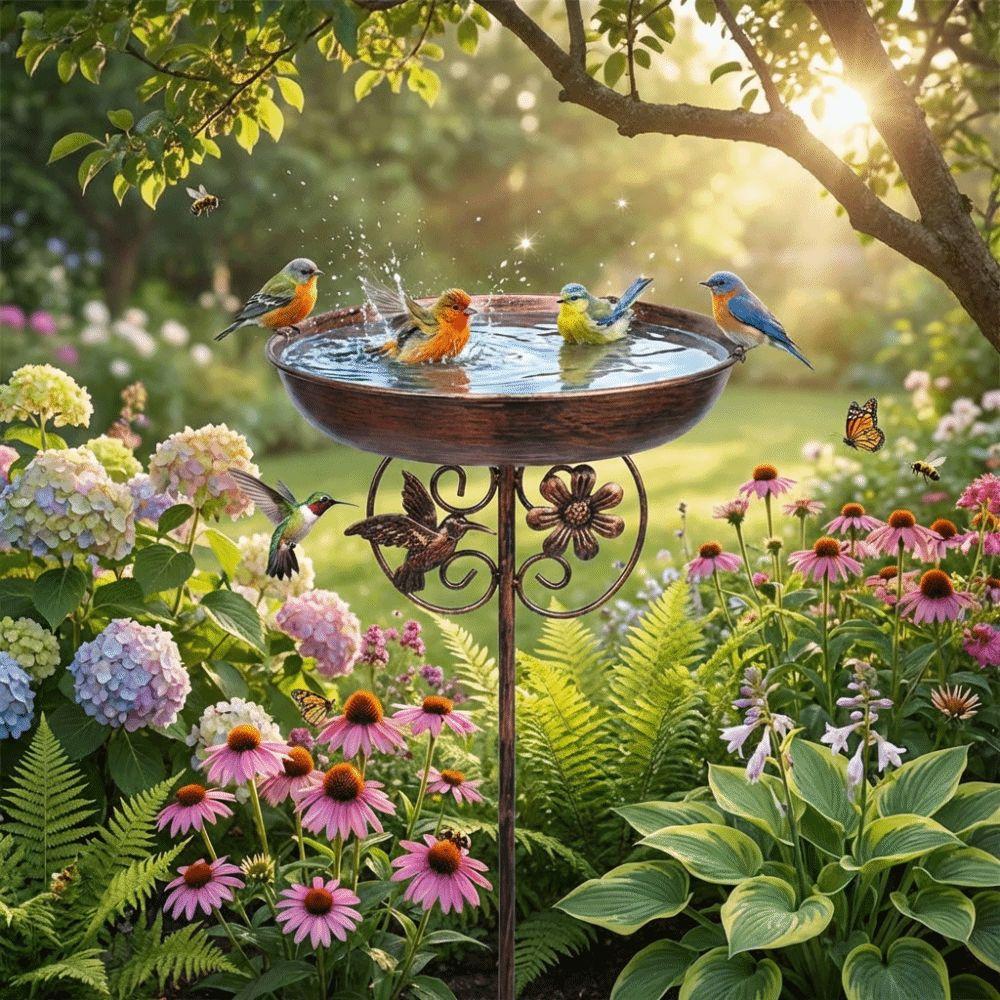 Five Prongs Base Outdoor Bird Bath Heavy Duty Bird Drinking Station Garden Birdbath  Garden