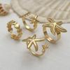 4Pcs/set Starfish Shell Hot Sale Open Rings for Women Men Gold Color Irregular Textured Adjustable Rings Set Jewelry Gifts