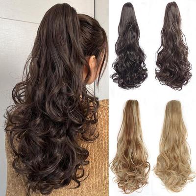 18 Inch Large Wave Roll Grab Clip Drawstring Ponytail Wig Synthetic Grab Clip Ponytail Wig Suitable for Halloween Parties