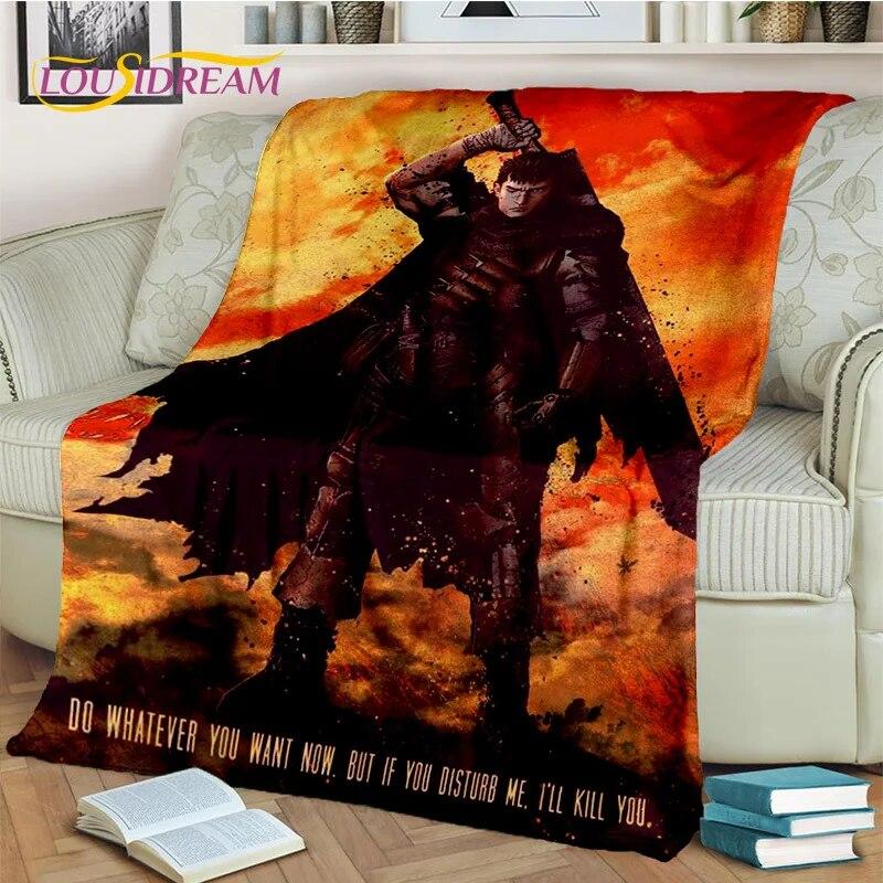3D Anime Calssic Berserk Cartoon HD Blanket,Soft Throw Blanket for Home Bedroom Bed Sofa Picnic Travel Office Cover Blanket Kids