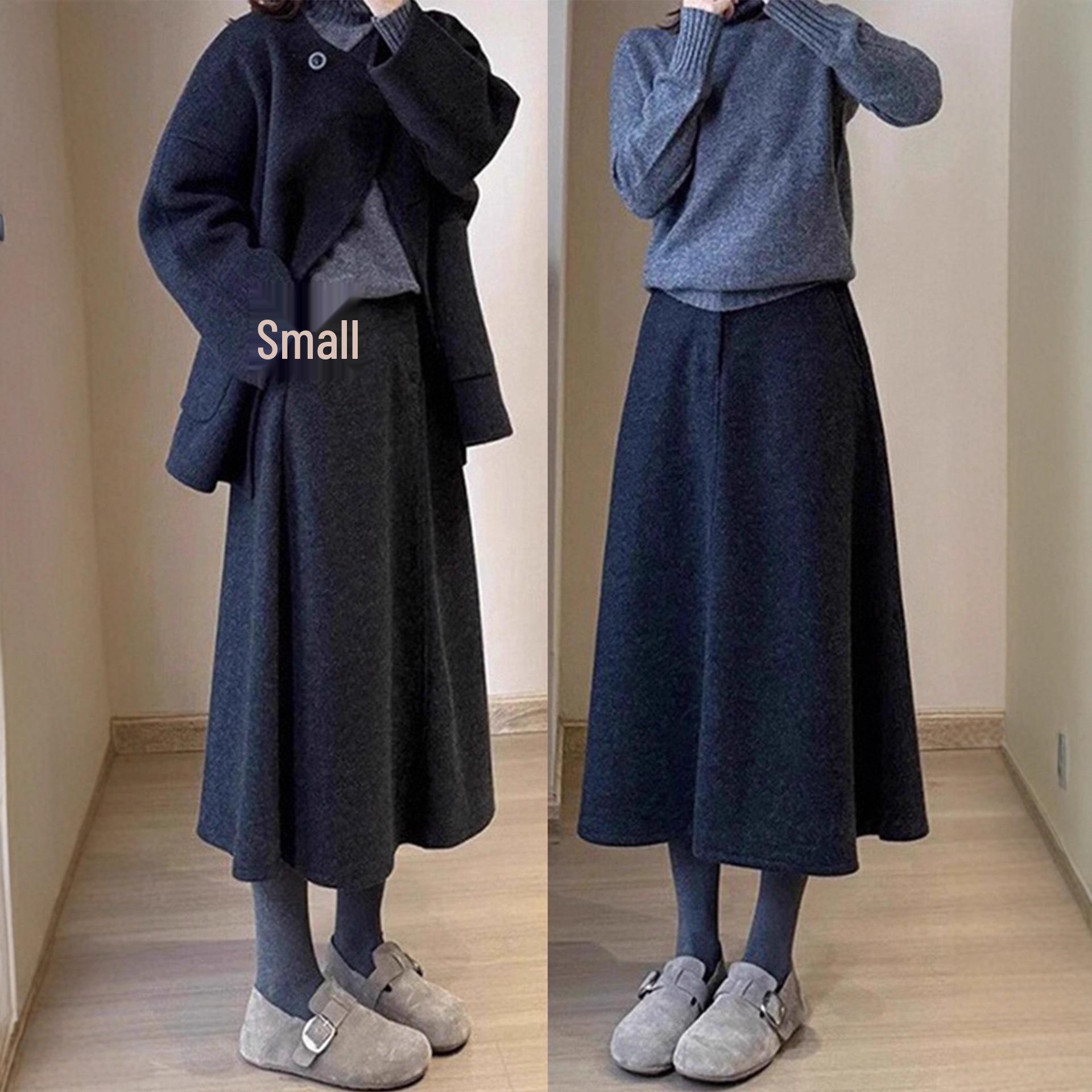 

Women s Black and Gray Wool Blend A-Line Skirt, Plus Size, Trendy Long, Slimming, Hip-Covering, New Autumn/Winter Style. 3XL серый/чёрный